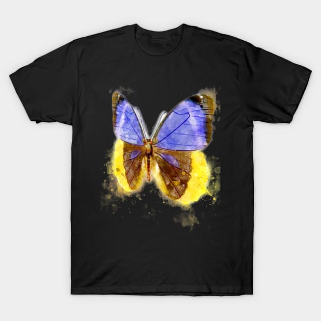 Butterfly Watercolor Butterfly Stripe Tie Dyeing T-Shirt by sufian